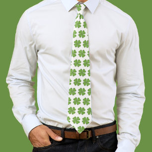 Grönt Fyrklövra Shamrock Mönster Slips