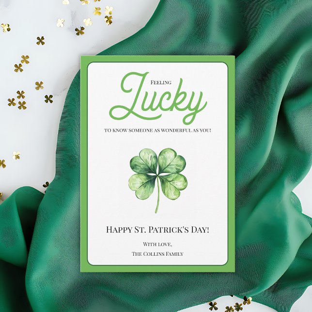 Grönt Fyrklövra Tur Lycklig St patricks day Julkort (Green Four Leaf Clover Luck Happy St Patrick's Day Holiday Card)