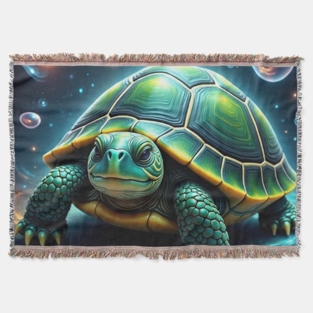 Grönt Galactice Sea Turtle Filt (Framsidan)