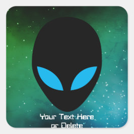 Grönt Galaxy för texthuvud och Öga Färg Alien Head Fyrkantigt Klistermärke