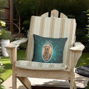 Grönt Galaxy Pet Photo Dekorativ kudde