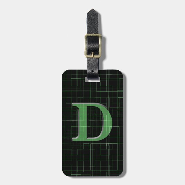 Grönt går runt för motivbagage för abstrakt "D" Bagagebricka (Vertikal Framsida)
