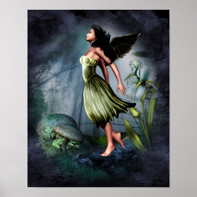 Grönt Garden Angel Poster (Framsidan)