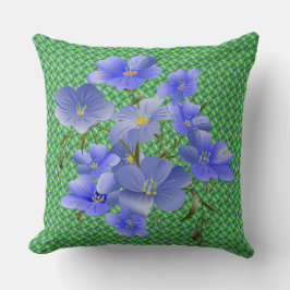 Grönt Garden Blue lilies Modern Chic Dekorativ kud Kudde