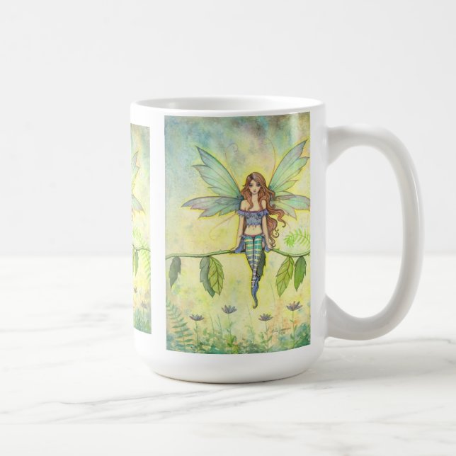 Grönt Garden Fairy by Molly Harrison Fantasy Art Kaffemugg (Höger)