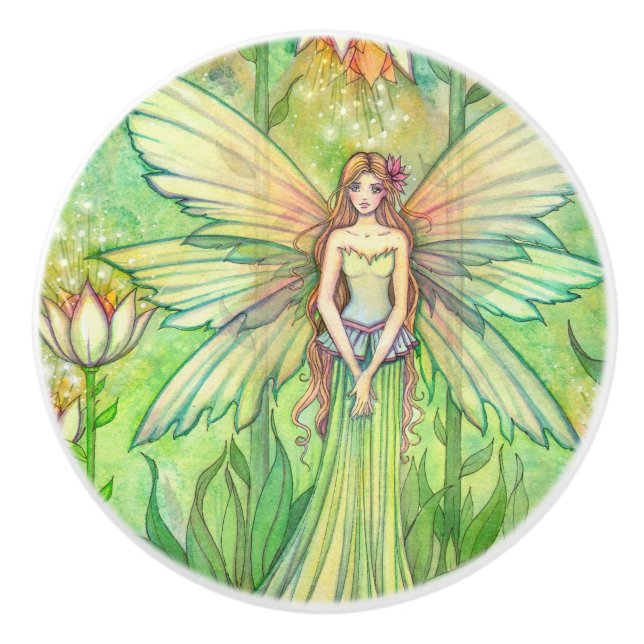 Grönt Garden Flower Fairy Illustration Knopp (Framsidan)