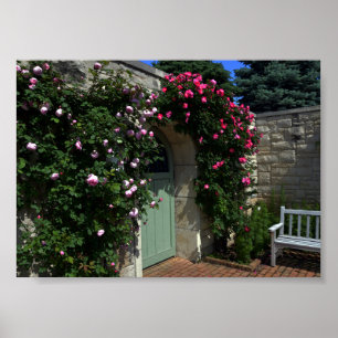 Grönt Garden Grind med Bench, 7 x 5 tum Poster