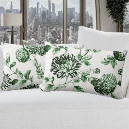 Grönt Garden Modern botaniska Blommigten Toile Lumbarkudde