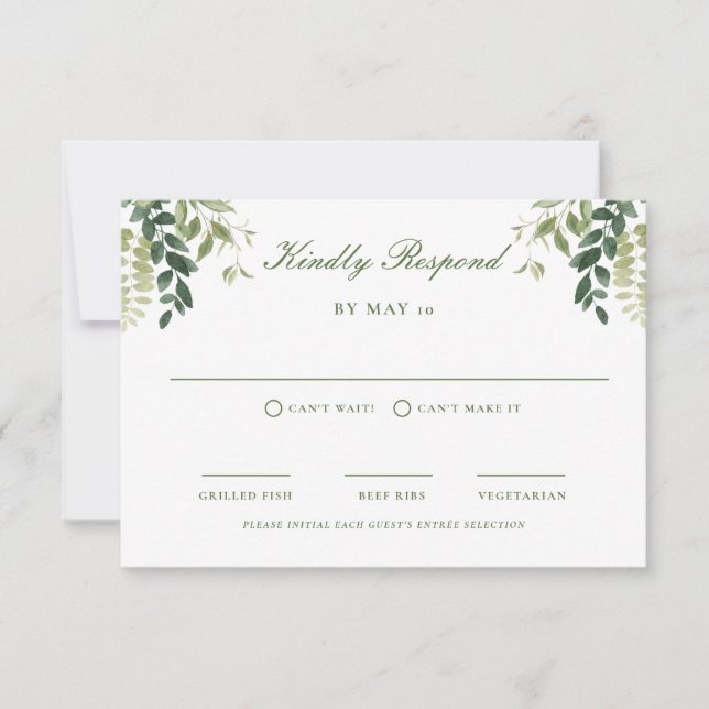 Grönt Garden Wedding OSA Responcard (Framsida)