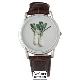 Grönt Gardener Minimalist Crochet Leek Yarn Art Armbandsur
