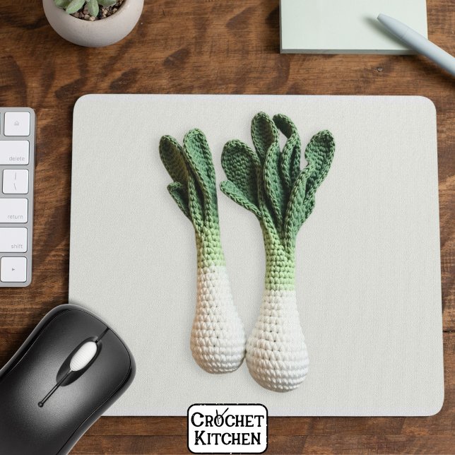 Grönt Gardener Minimalist Crochet Leek Yarn Art Musmatta (Skapare uppladdad)