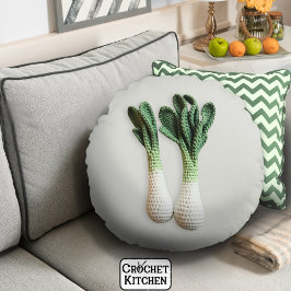 Grönt Gardener Minimalist Crochet Leek Yarn Art Rund Kudde