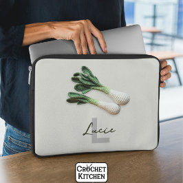 Grönt Gardener Minimalist Crochet Leeks Namn Laptop Fodral