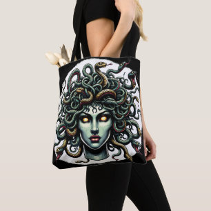 Grönt Gazing Medusa Head fullt of Snakes Tygkasse