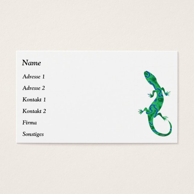 Grönt Gecko-Affärskort Visitkort (Framsidan)