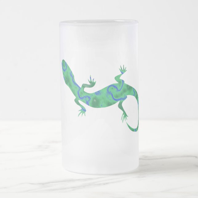 Grönt Gecko Frostat Ölglas (Center)