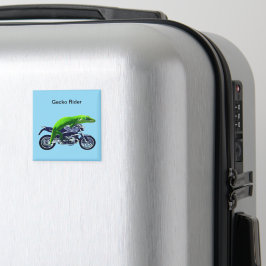 Grönt Gecko Rider på motorcykel Magnet