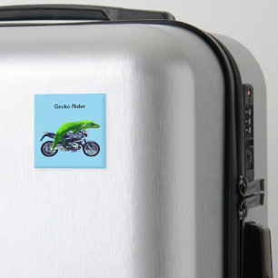 Grönt Gecko Rider på motorcykel Magnet