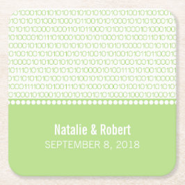 Grönt Geek Chic Binary Code Papper Underlägg Kvadrat