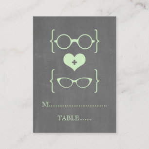 Grönt Geeky Glass Chalkboard-platskort Placeringskort