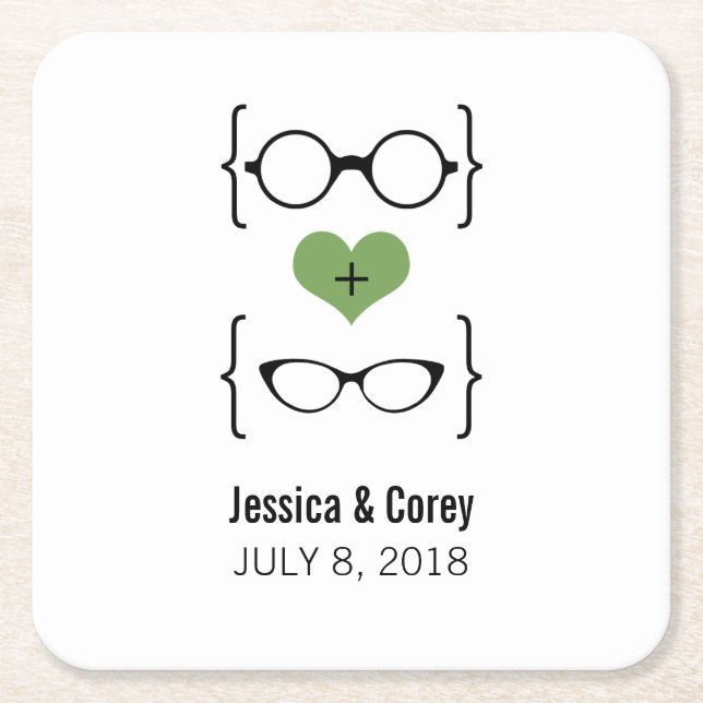 Grönt Geeky Glass Papper Underlägg Kvadrat (Framsidan)