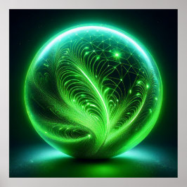 Grönt Genomskinligt glas Boll med fernekning Poster