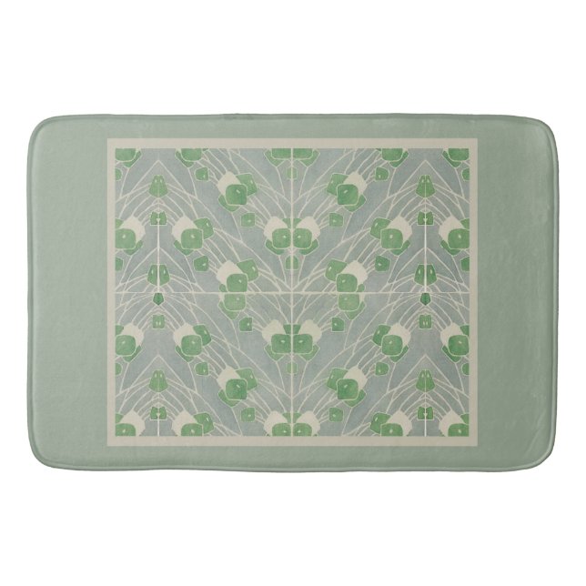 Grönt Geometric 1915 Hannah Borger Overbeck Badrumsmatta (Framsidan)