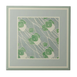 Grönt Geometric 1915 Hannah Borger Overbeck Kakelplatta