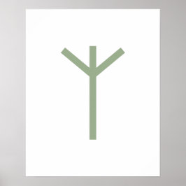 Grönt Geometric Algiz (Protection) Viking Rune Poster