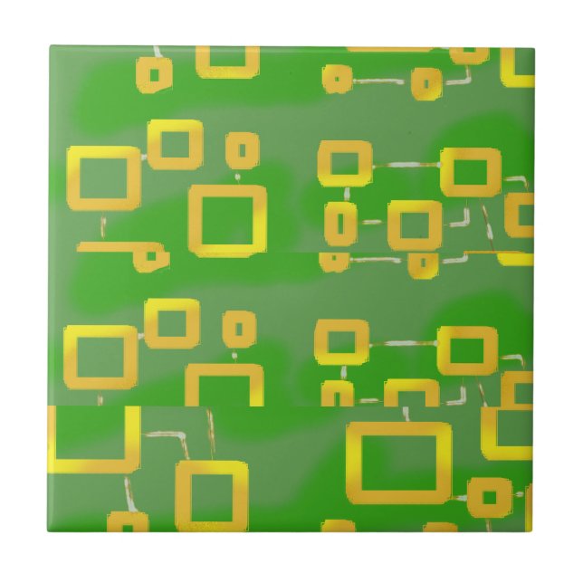 Grönt Geometric Ceramic Tile Kakelplatta (Framsidan)