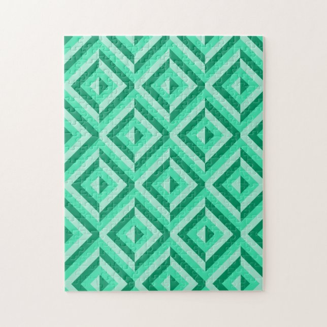 Grönt Geometric Diamond Mönster Frustrstration Pussel (Vertikal)
