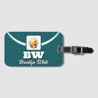 Grönt Geometric Mönster Anpassade Photo Text Bagagebricka