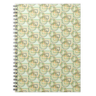 Grönt Geometric Mönster Anteckningsbok Med Spiral