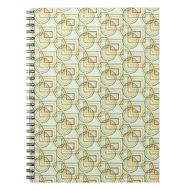 Grönt Geometric Mönster Anteckningsbok Med Spiral (Framsidan)