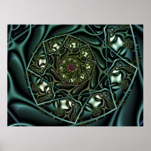 Grönt Geometric Spiral Poster