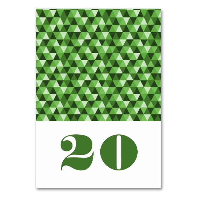 Grönt Geometric Triangles Bord Card Bordsnummer (Framsidan)