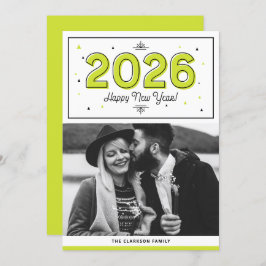 Grönt Geometric Typography Photo Gott nytt år Julkort