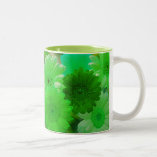 Grönt Gerbera Daisy Flowers Photo Art Kaffe koppar