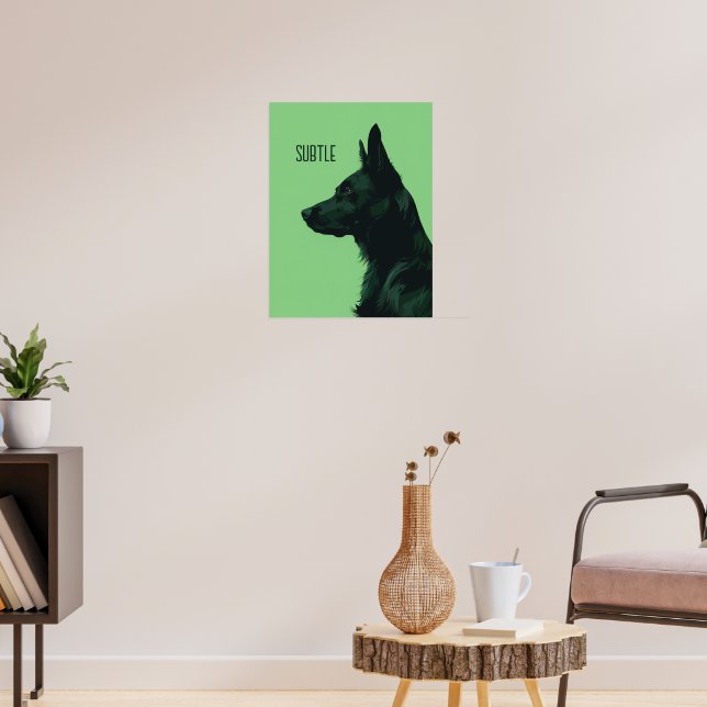 Grönt German Shepherd Poster (Vardagsrum 3)