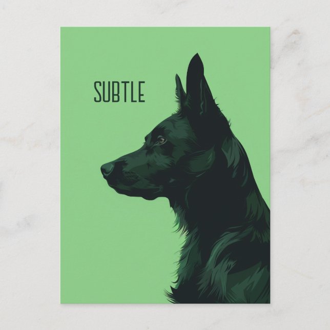 Grönt German Shepherd Vykort (Framsida)