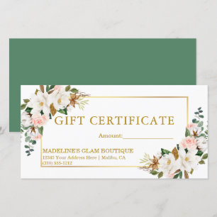 Grönt Gift-certifikat för vattenfärg Magnolias Ro