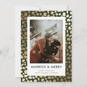 Grönt Gift med och Merry Newlyed Photo Julkort