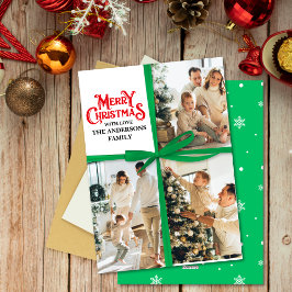 Grönt Gift Wrapped Family Photo collage jul Julkort