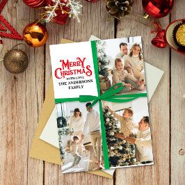 Grönt Gift Wrapped Family Photo collage jul Julkort