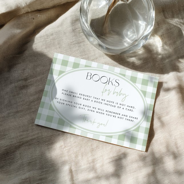Grönt Gingham Baby Shower Bilaga Kort (Skapare uppladdad)
