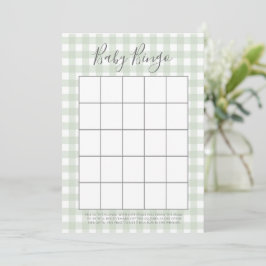 Grönt Gingham Baby Shower Bingo Cards Rådkort