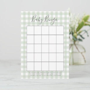 Grönt Gingham Baby Shower Bingo Cards Rådkort