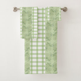 Grönt Gingham Bath Towel Set