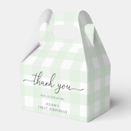 Grönt Gingham Birthday Tack Favoritbox Presentaskar