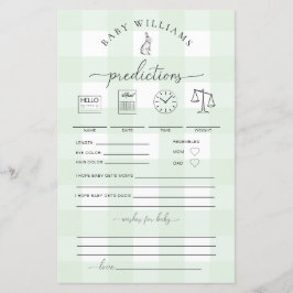 Grönt Gingham Bunny Baby Predictions Game